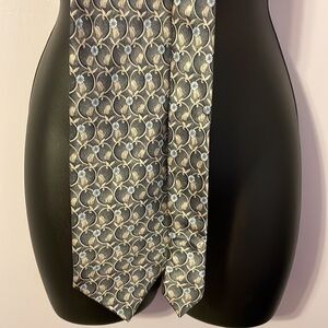 Lanvin in Paris Silk Floral Tie Blues Grays Made in France